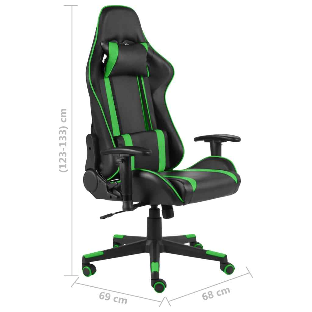 vidaXL Green PVC Swivel Gaming Chair