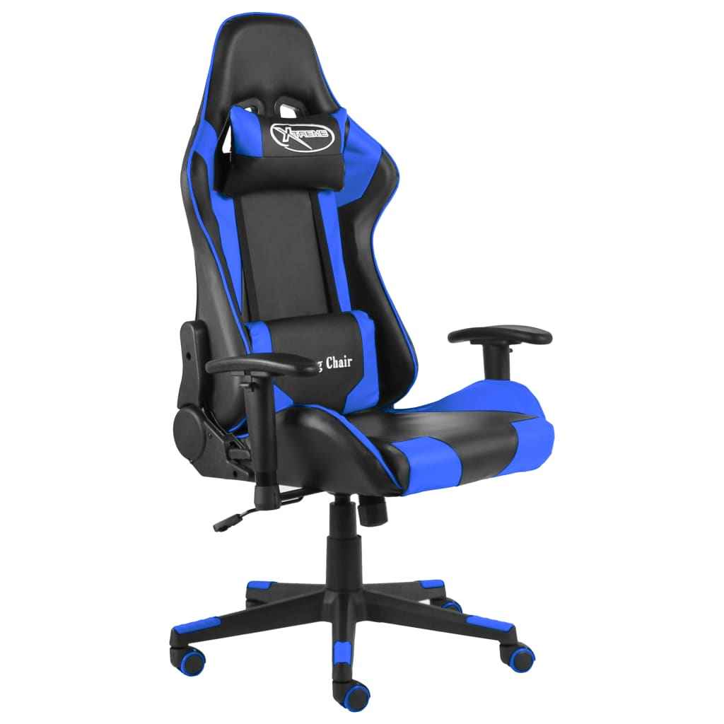 vidaXL Blue PVC Swivel Gaming Chair