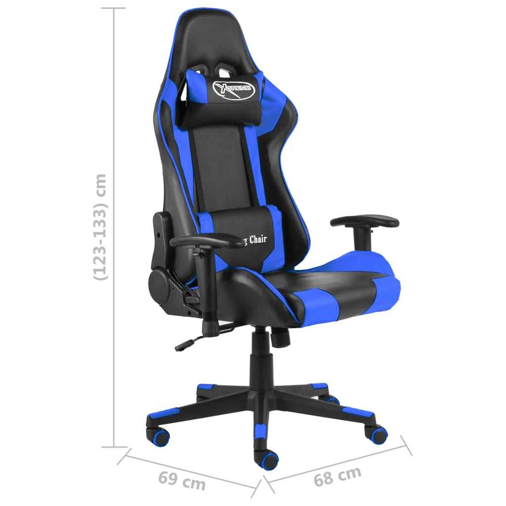 vidaXL Blue PVC Swivel Gaming Chair