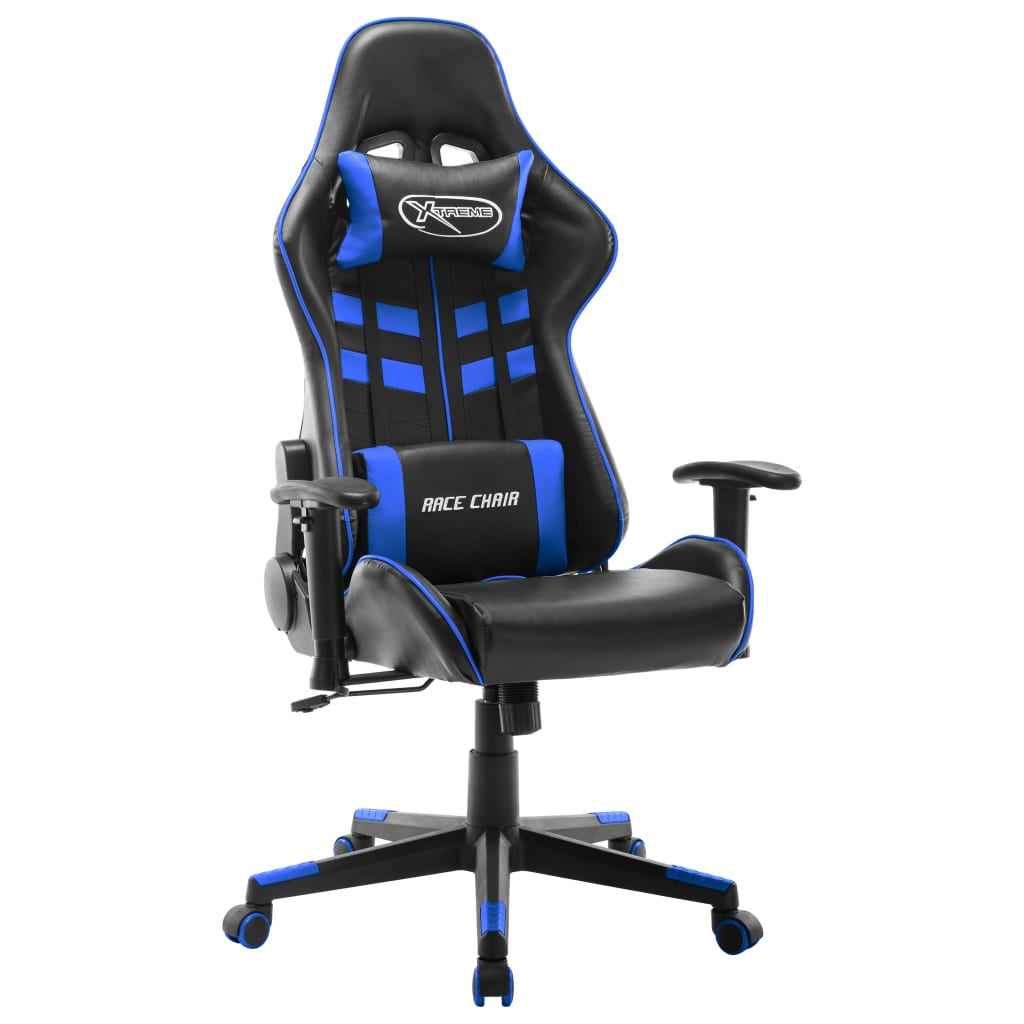 vidaXL Gaming Chair in Black and Blue Faux Leather