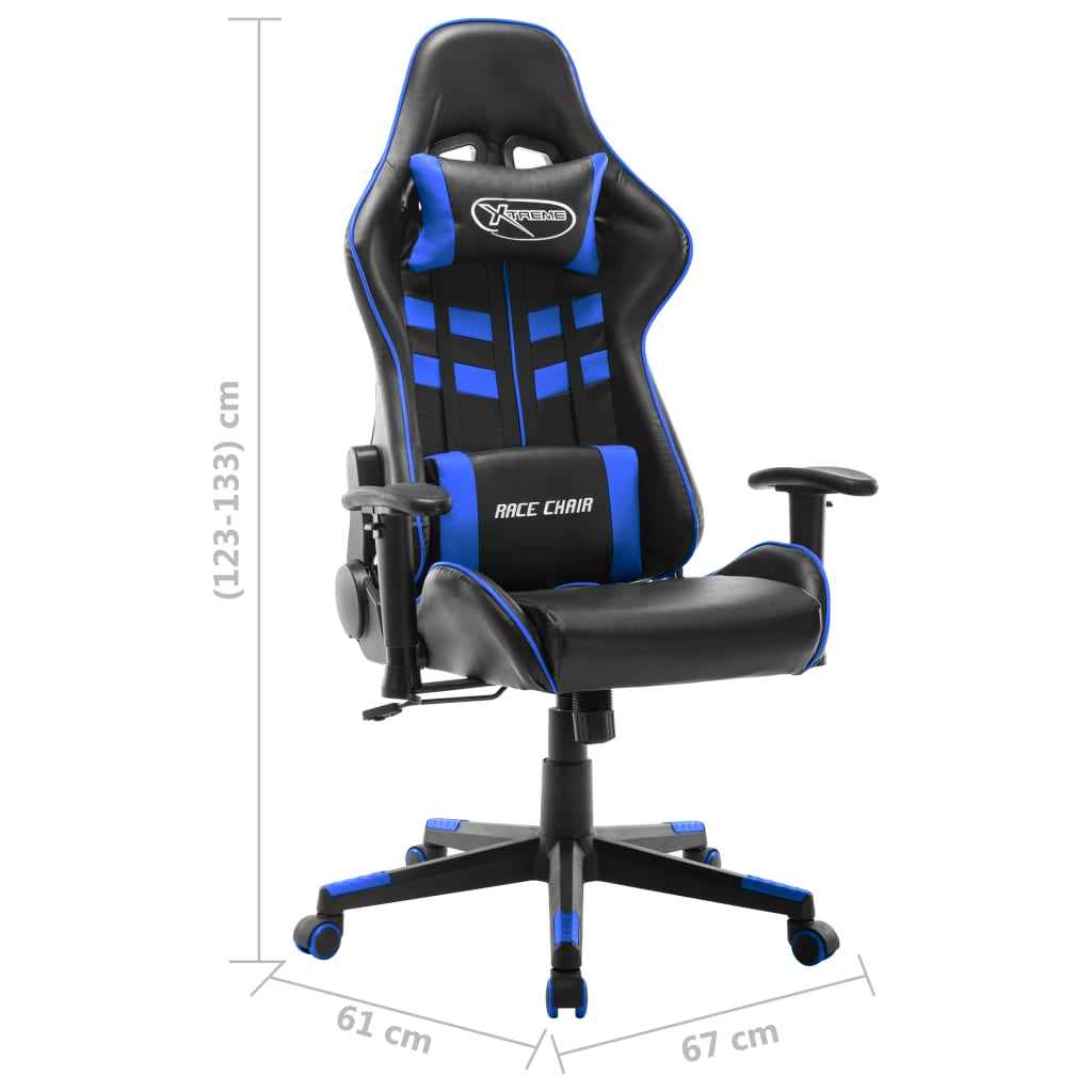 vidaXL Gaming Chair in Black and Blue Faux Leather