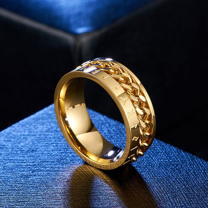 Nordic Chain Ring in Titanium Steel