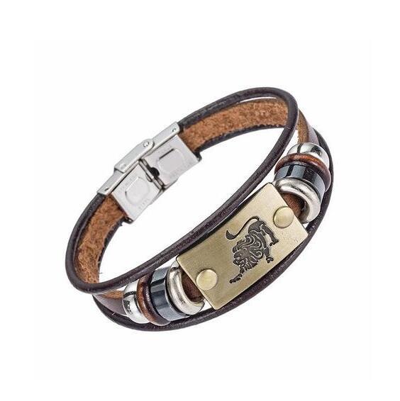 Pulseira Zodíaco de Couro