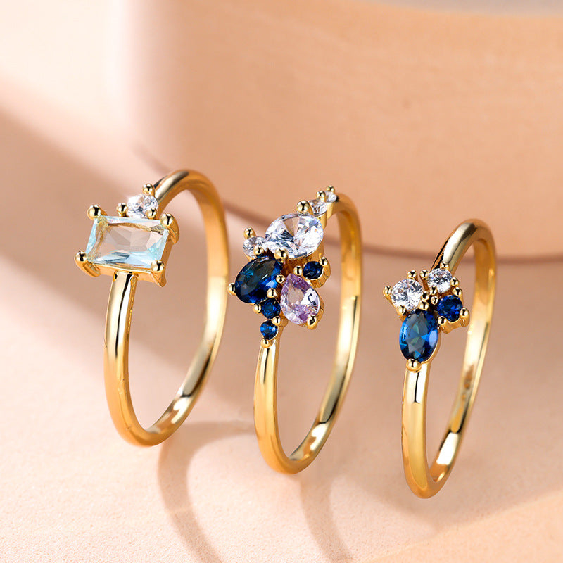 Set of 3 Rings with Topaz