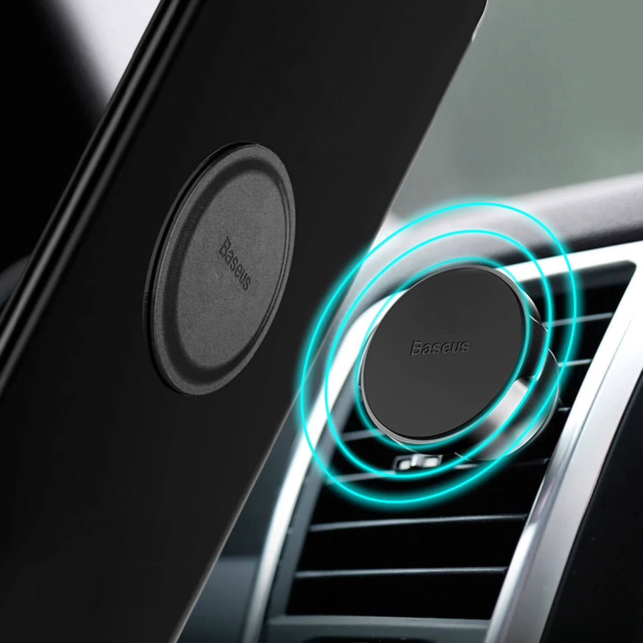 Suporte Magnético Preto para Ventoinha do Carro Baseus / Íman para Smartphone incluído