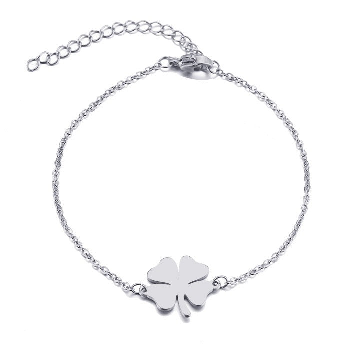 Pulseira Trevo de Quatro Folhas em Aço Inoxidável