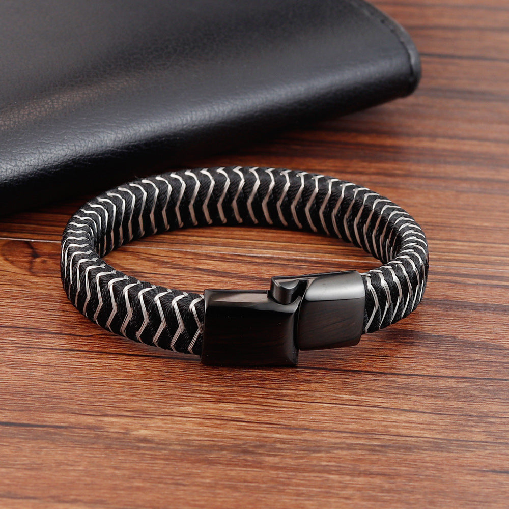Leather and Stainless Steel Bracelet