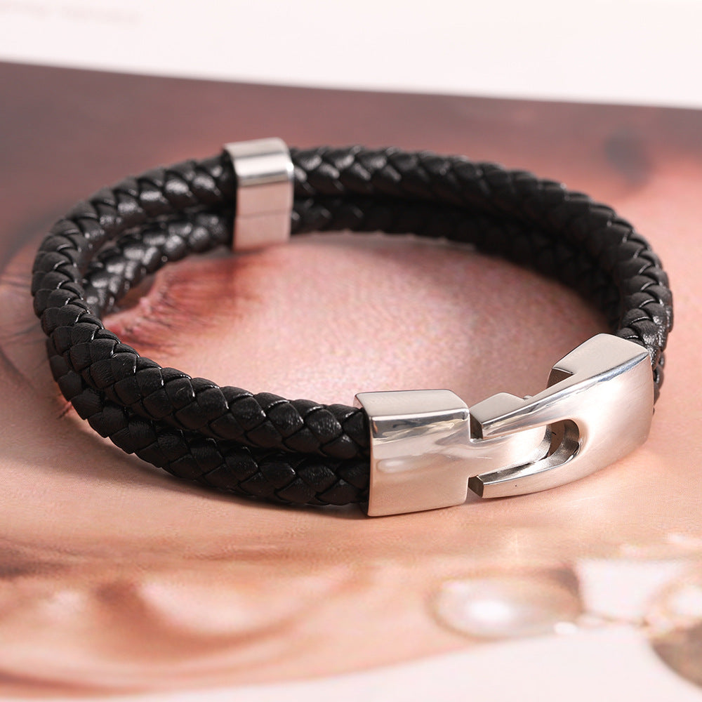 Leather and Stainless Steel Bracelet