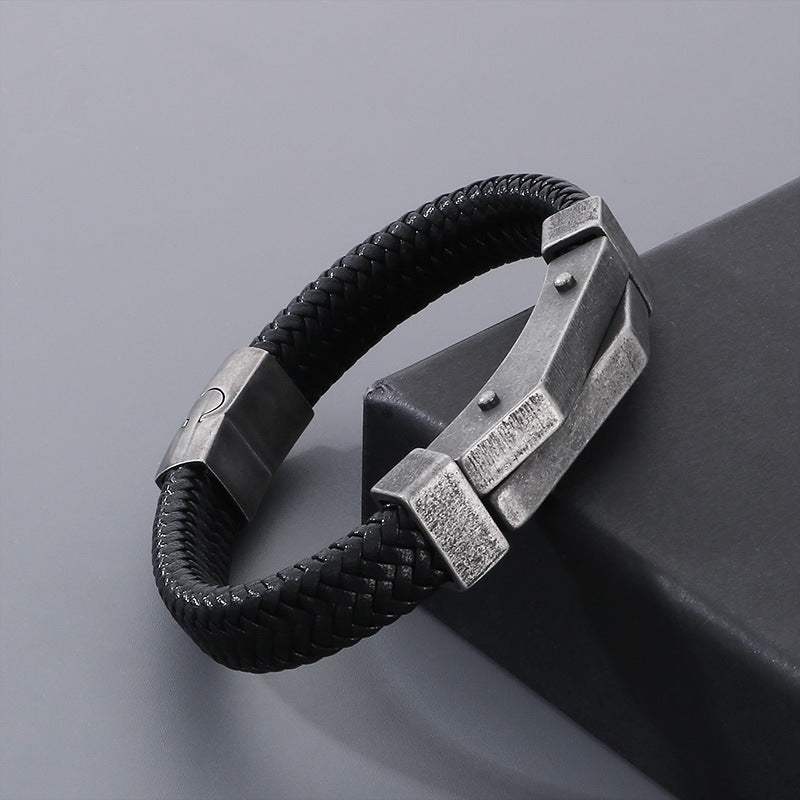 Leather and Titanium Steel Bracelet