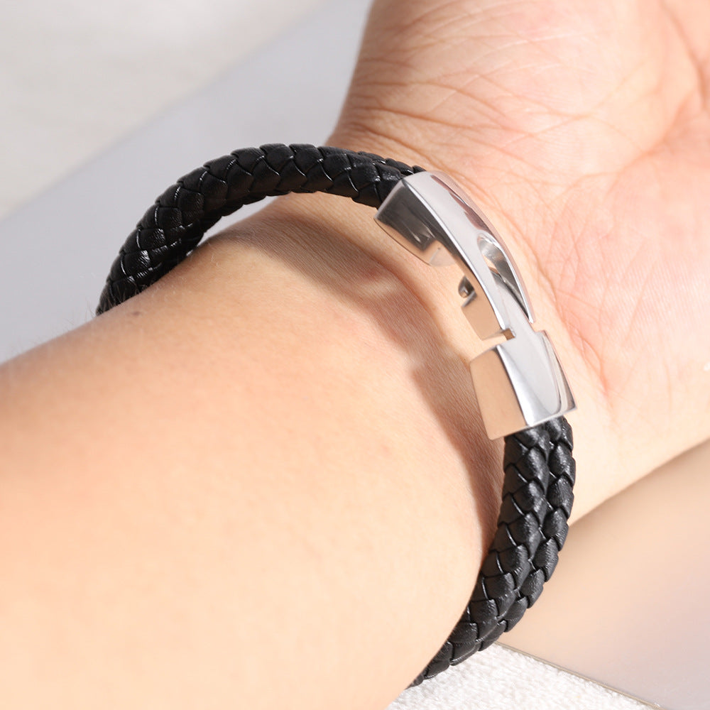 Leather and Stainless Steel Bracelet