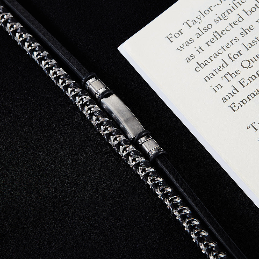 Pulsera de cuero y acero inoxidable