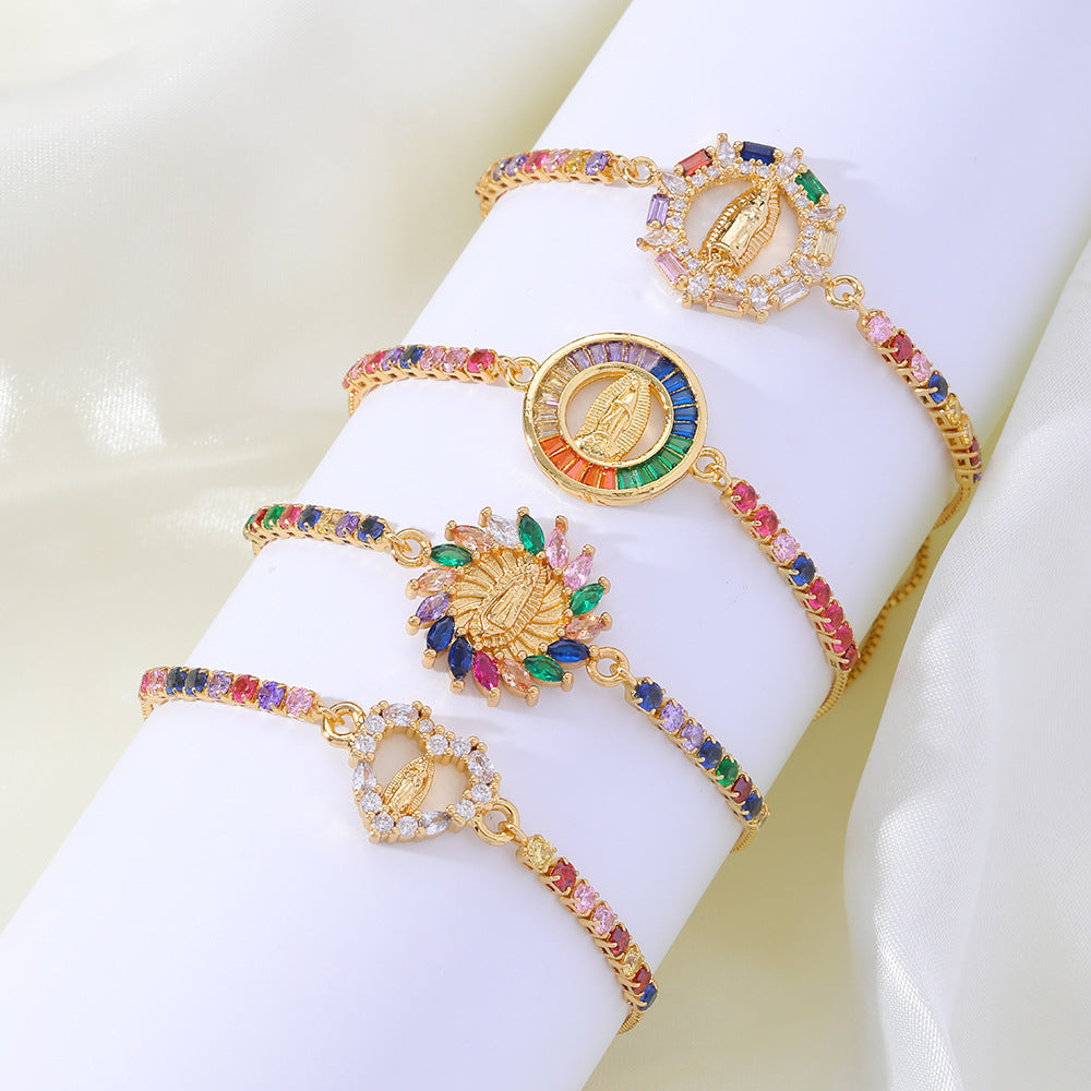 Our Lady bracelet with cubic zirconia.