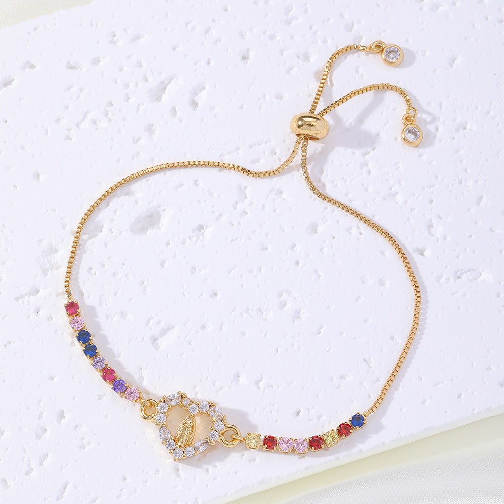 Our Lady bracelet with cubic zirconia.