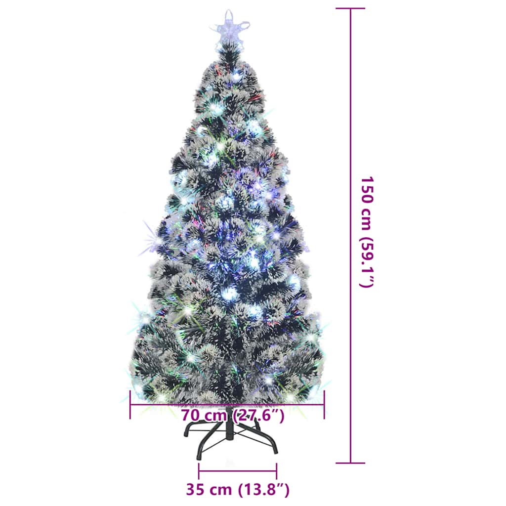 vidaXL Pre-lit Christmas Tree with Stand and LED 150 cm Fiber Optic