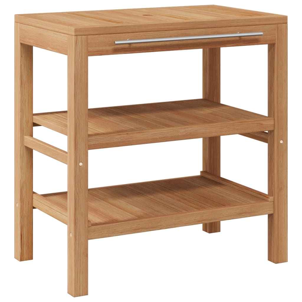 vidaXL Solid Teak Bathroom Cabinet with River Stone Sink