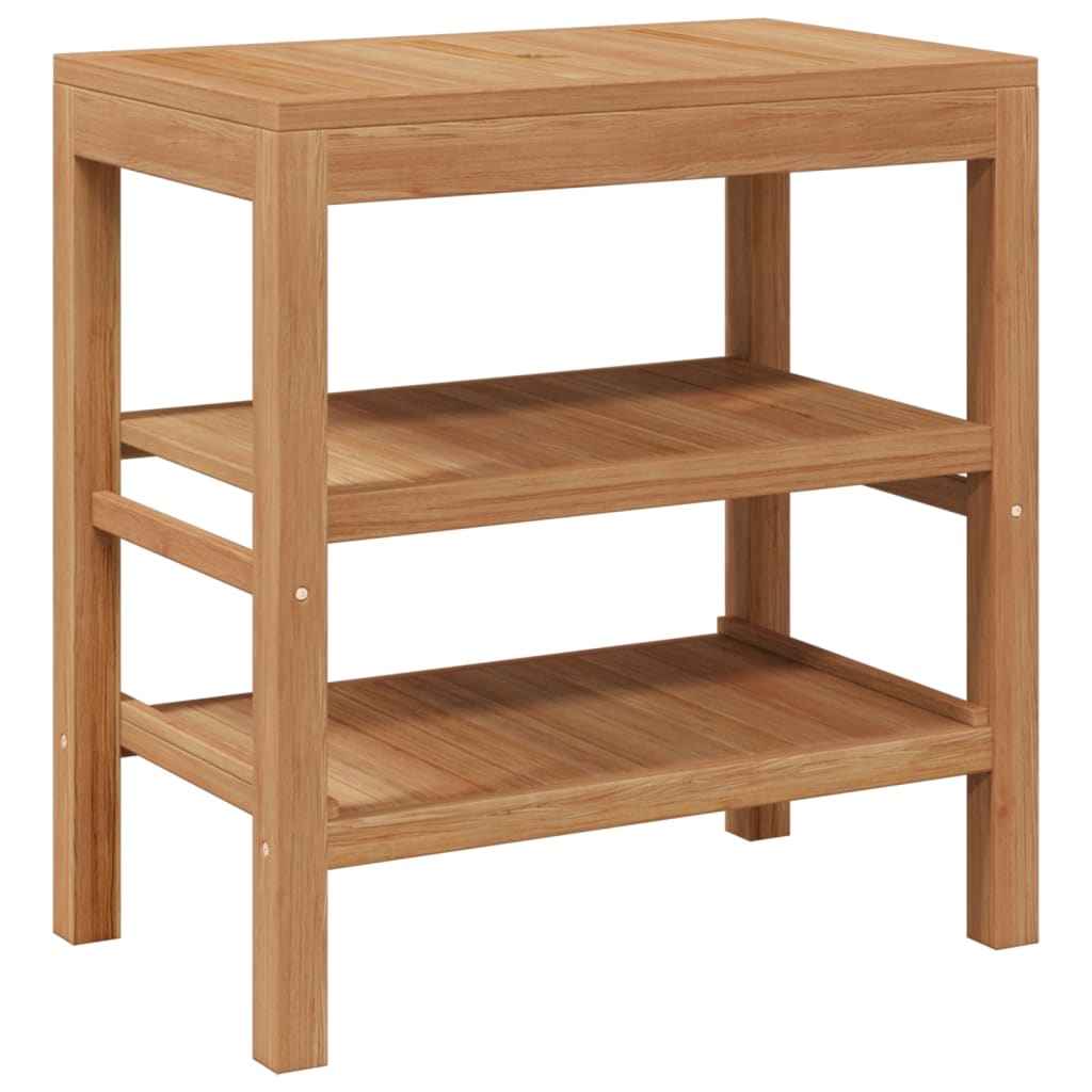 vidaXL Solid Teak Bathroom Cabinet with River Stone Sink