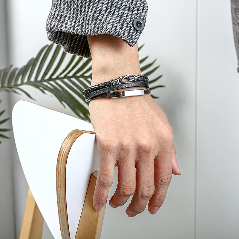 Leather and Stainless Steel Bracelet