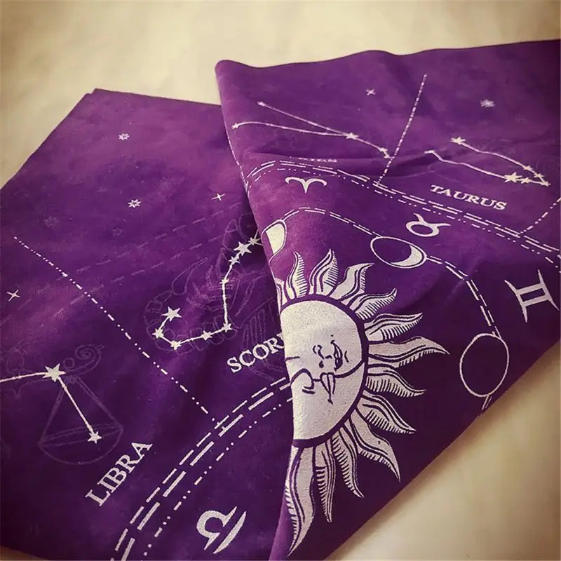 12 Constellations Tarot Card Tablecloth Velvet Divination Altar Cloth Board Game Fortune Astrology Oracle Card Pad