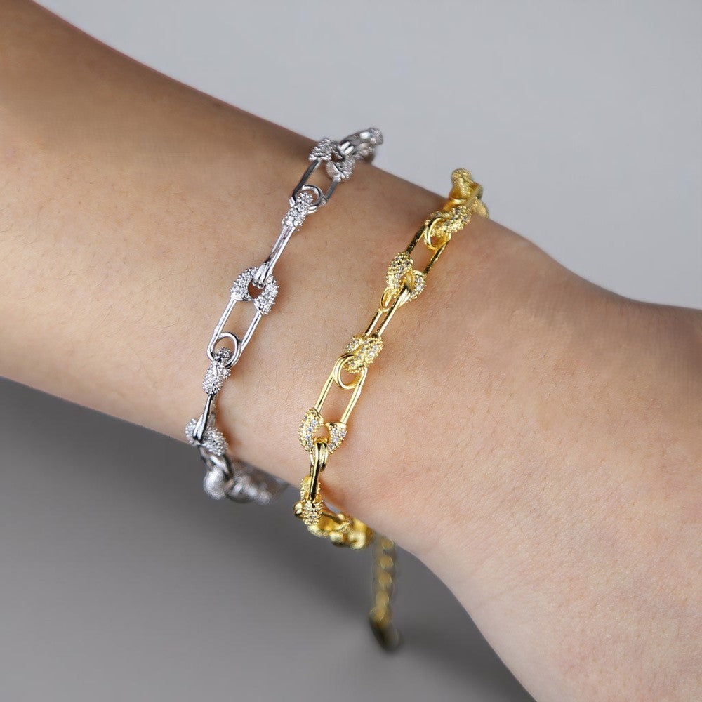 Pulseira Elos Dourados com Brilho Pavé