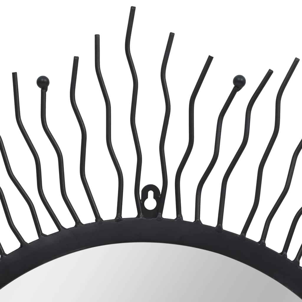 vidaXL Espelho de parede para jardim raios de sol  60 cm preto