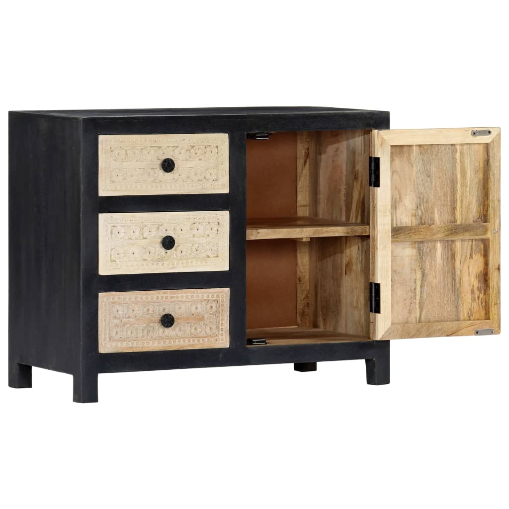 vidaXL Móvel apoio esculpido à mão 75x35x60 cm madeira mangueira cinza