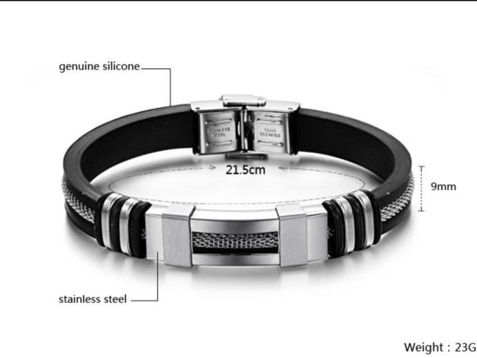 Pulseira em Silicone e Aço Inoxidável