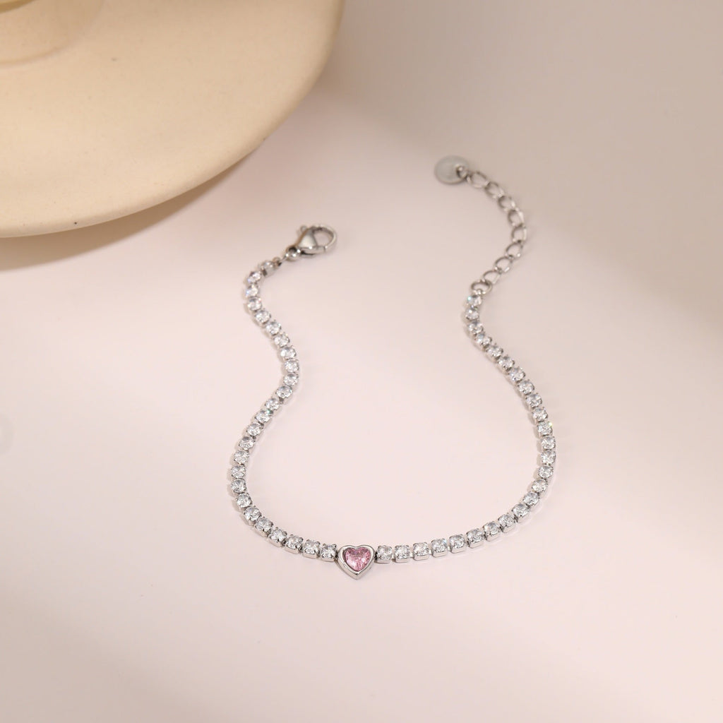 Pulsera de corazón de cristal