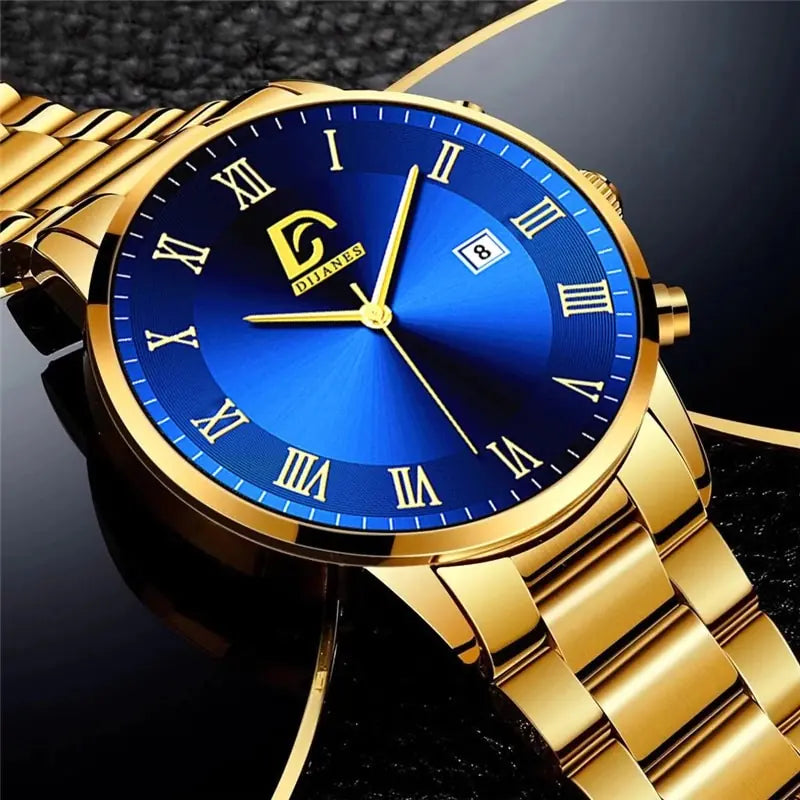 Men's Gold and Blue Watch