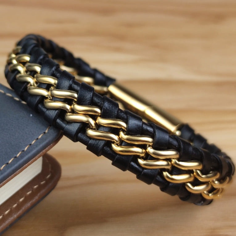 Leather and Stainless Steel Bracelet