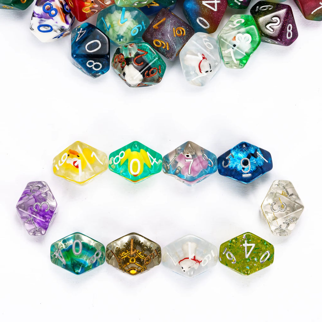 7Pcs/Set DND Random Color Dice Bulk D4 D6 D8 D10 D% D12 D20 Polyhedral Dice for Role Playing Board Games D&D Tabletop RPG