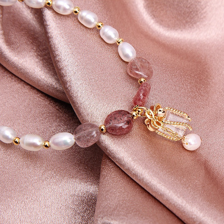 Pulsera de perlas y cristales naturales