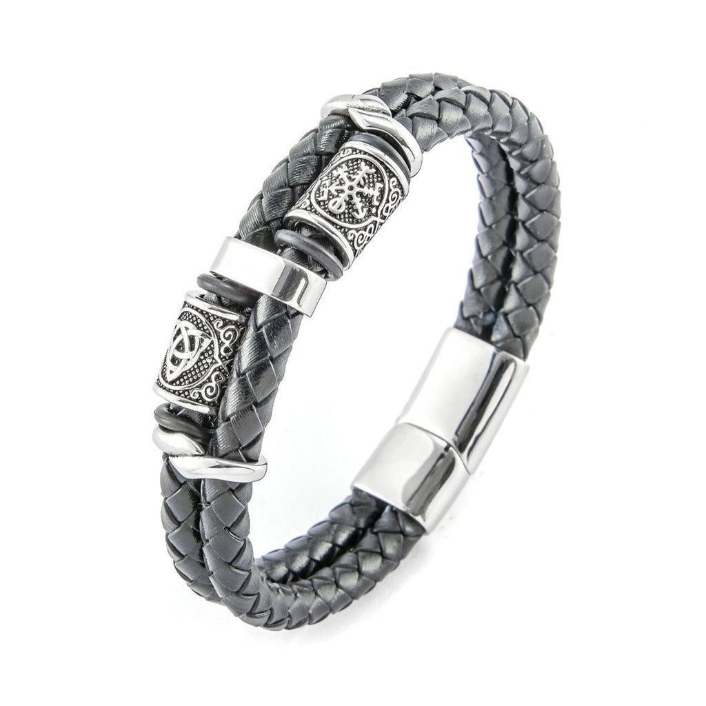 Pulsera de cuero y acero inoxidable