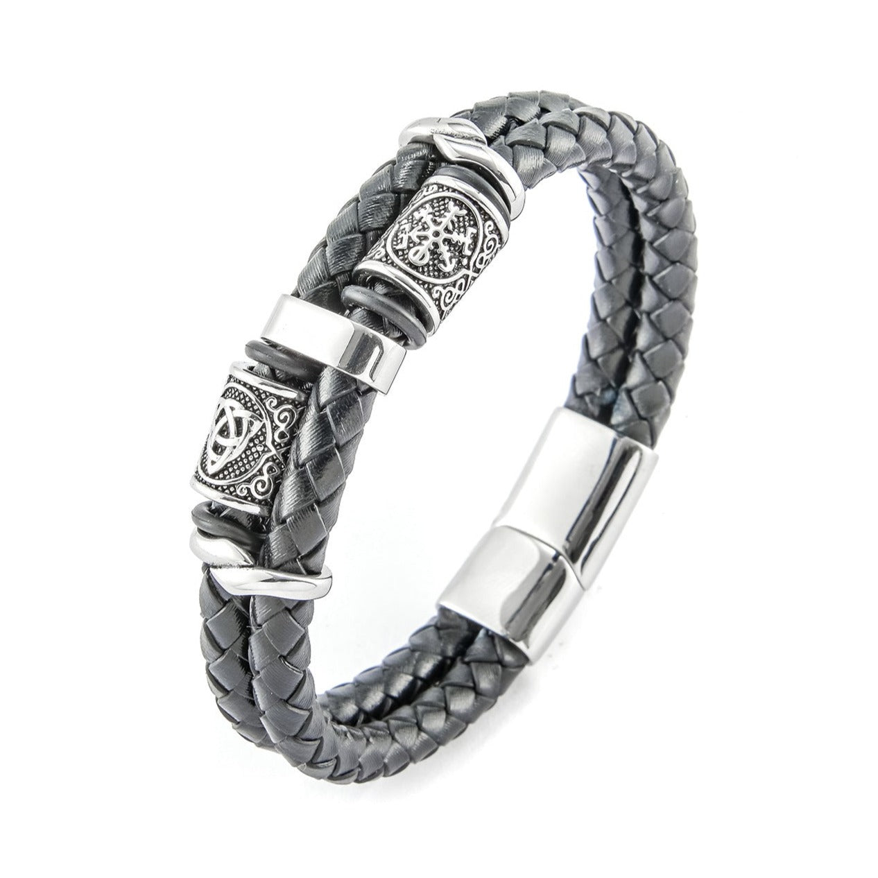 Pulsera de cuero y acero inoxidable