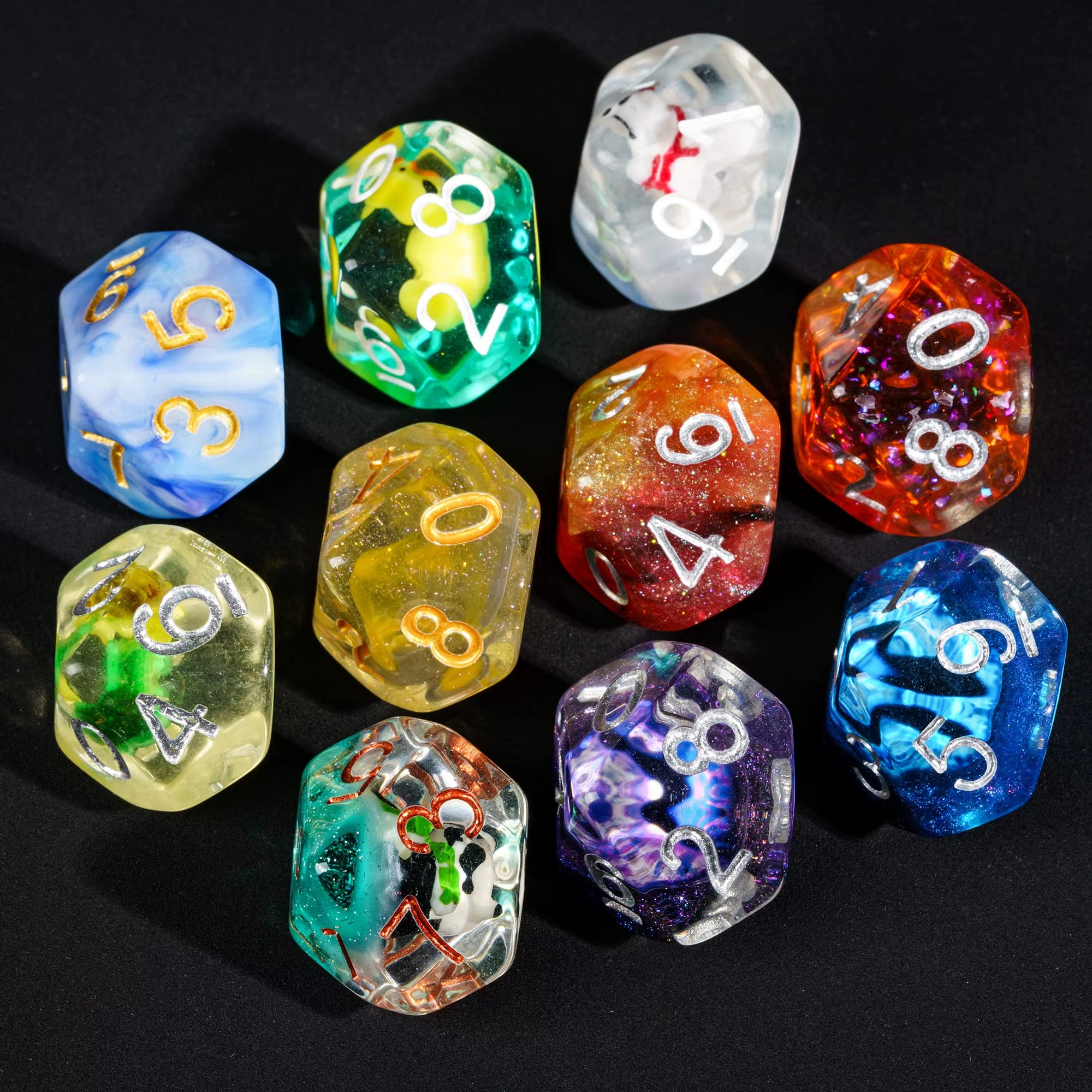 7Pcs/Set DND Random Color Dice Bulk D4 D6 D8 D10 D% D12 D20 Polyhedral Dice for Role Playing Board Games D&D Tabletop RPG