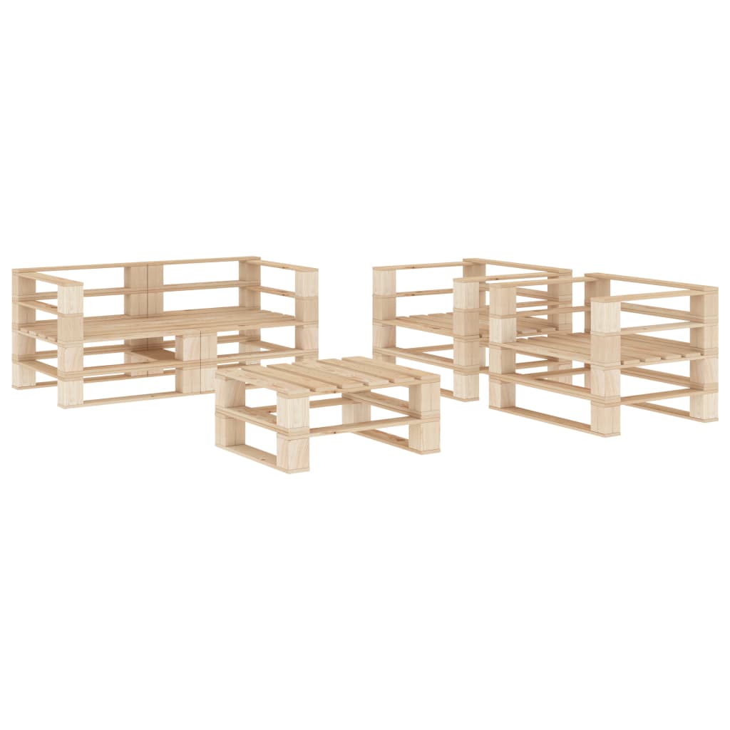 vidaXL 5-piece garden lounge set on wooden pallets