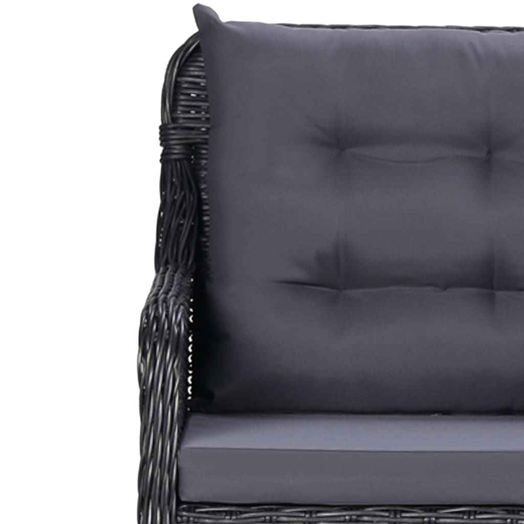 vidaXL 11 pcs conjunto de jantar para jardim vime PE preto