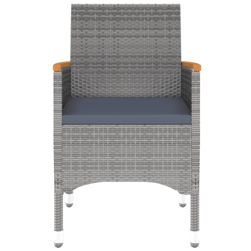 Conjunto de comedor de jardín vidaXL de 7 piezas, mimbre PE gris