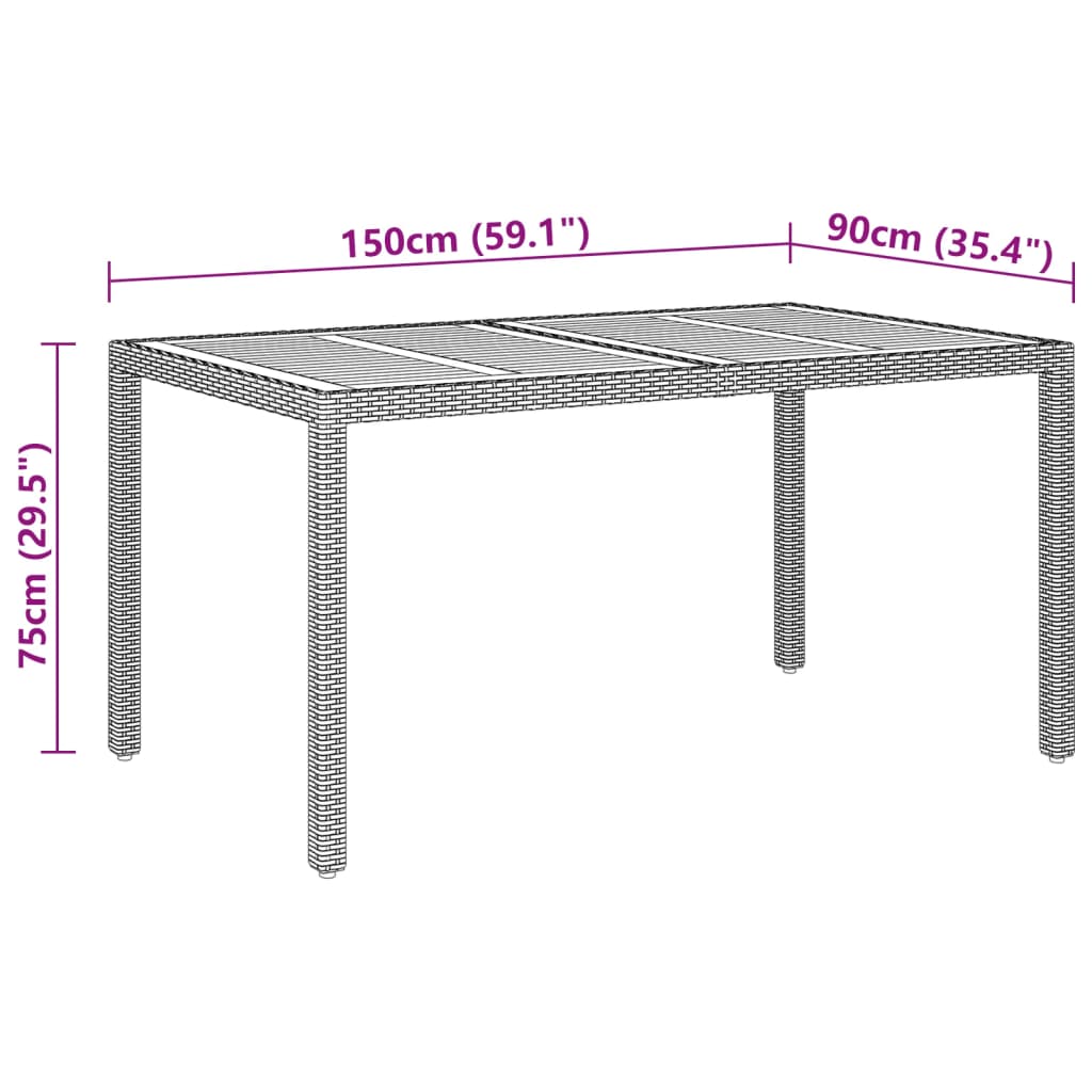 Conjunto de comedor de jardín vidaXL de 7 piezas, mimbre PE gris