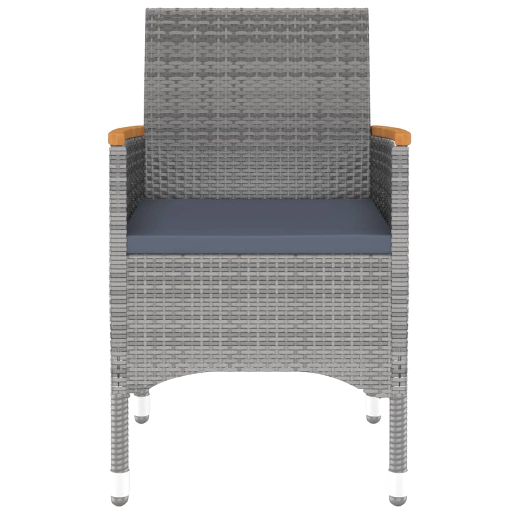 Conjunto de comedor de jardín vidaXL de 7 piezas, mimbre PE y vidrio templado, gris.