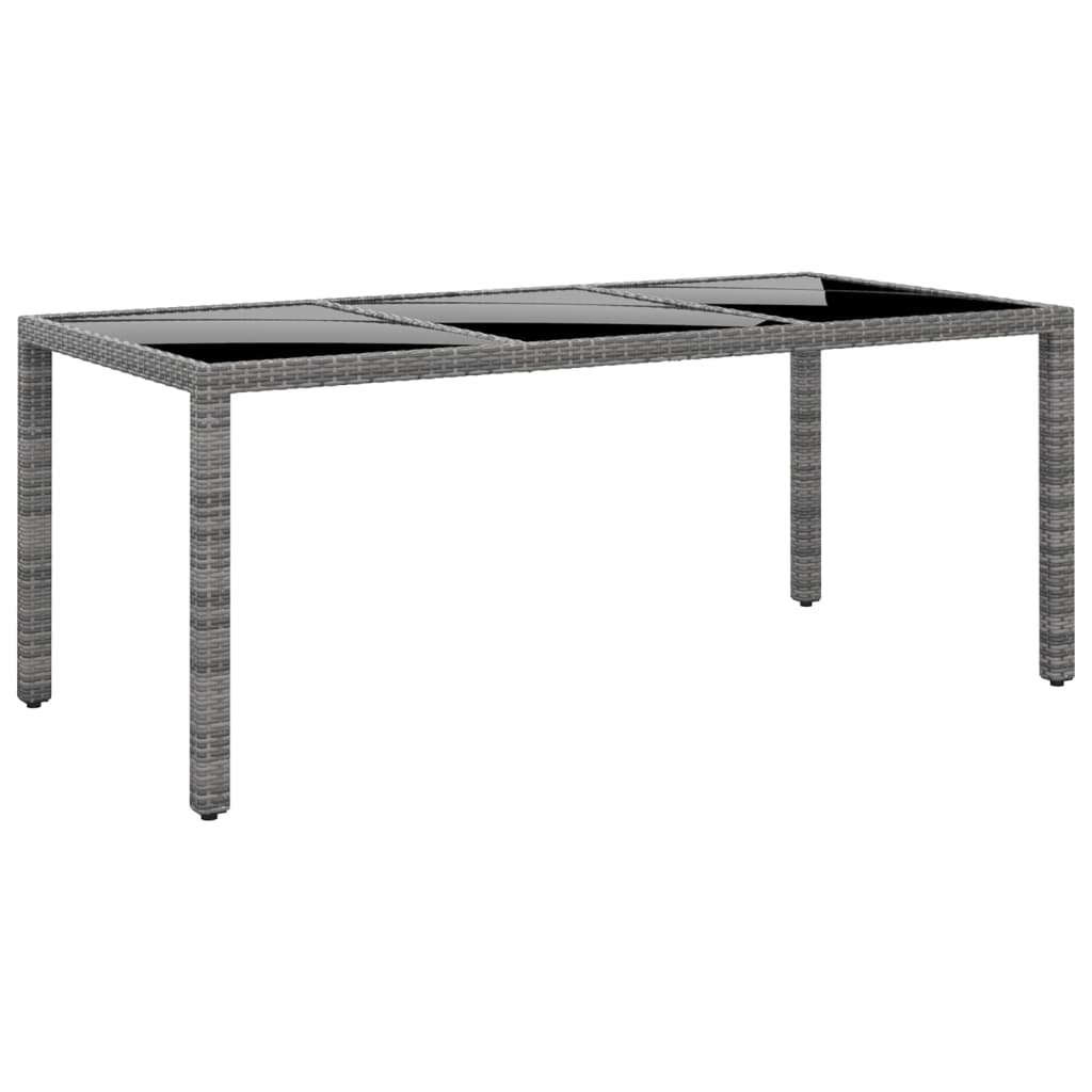 Conjunto de comedor de jardín vidaXL de 7 piezas, mimbre PE y vidrio templado, gris.