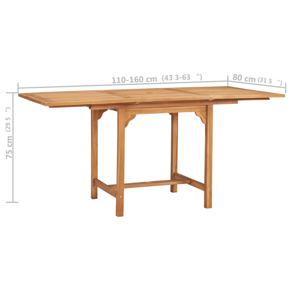 Conjunto de comedor de jardín vidaXL de 5 piezas fabricado en madera maciza de teca.