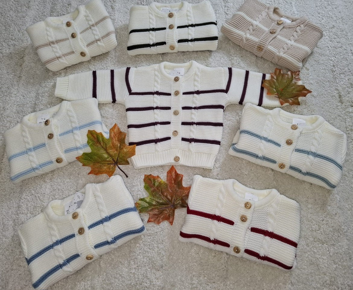 Chaqueta de punto a rayas para bebé 