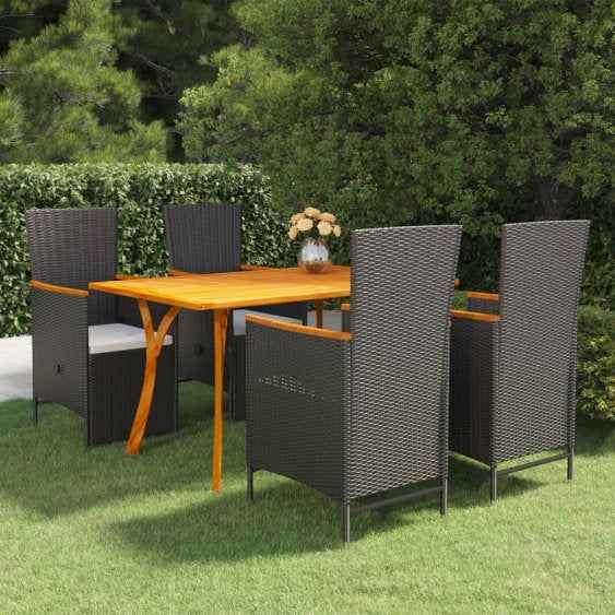 vidaXL 5 pcs conjunto de jantar para jardim preto