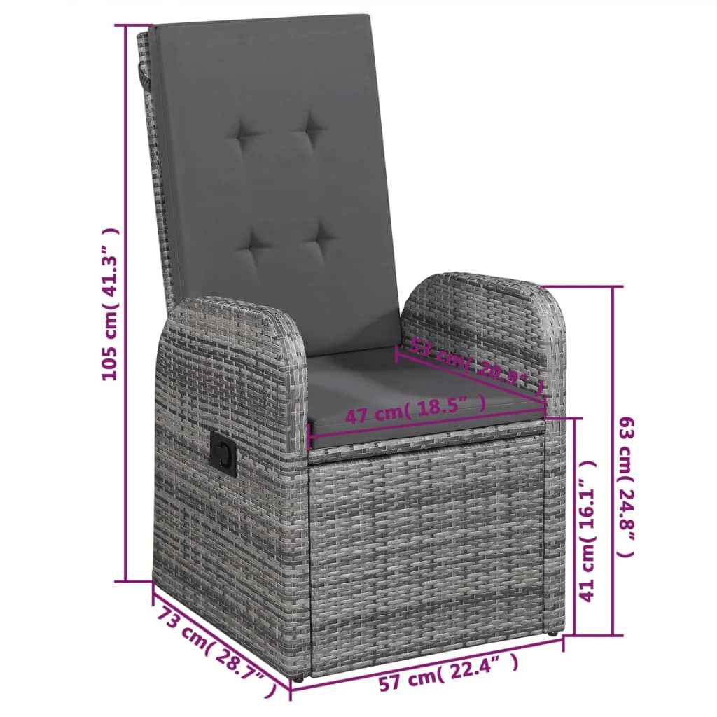 vidaXL 5 pcs conjunto de jantar para jardim cinzento