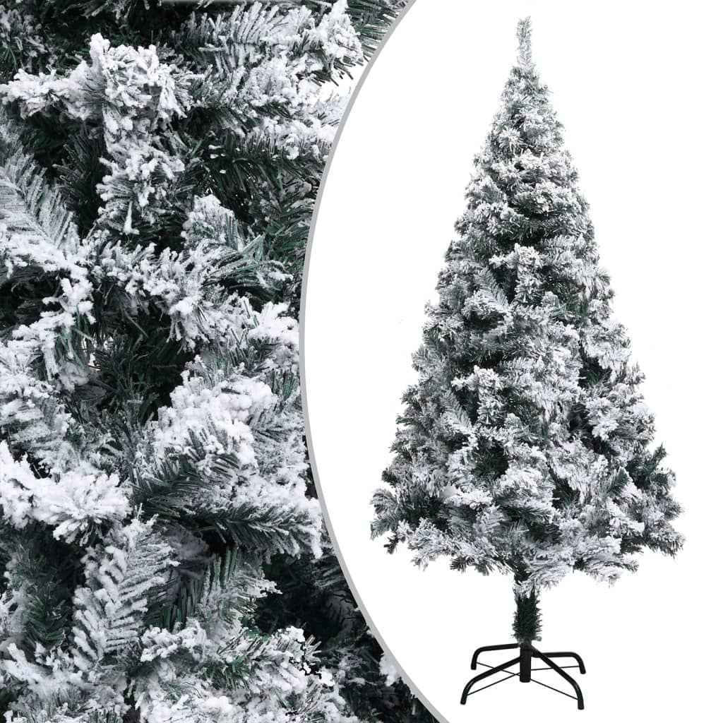 vidaXL Árvore Natal artificial pré-iluminada c/flocos neve 210cm verde