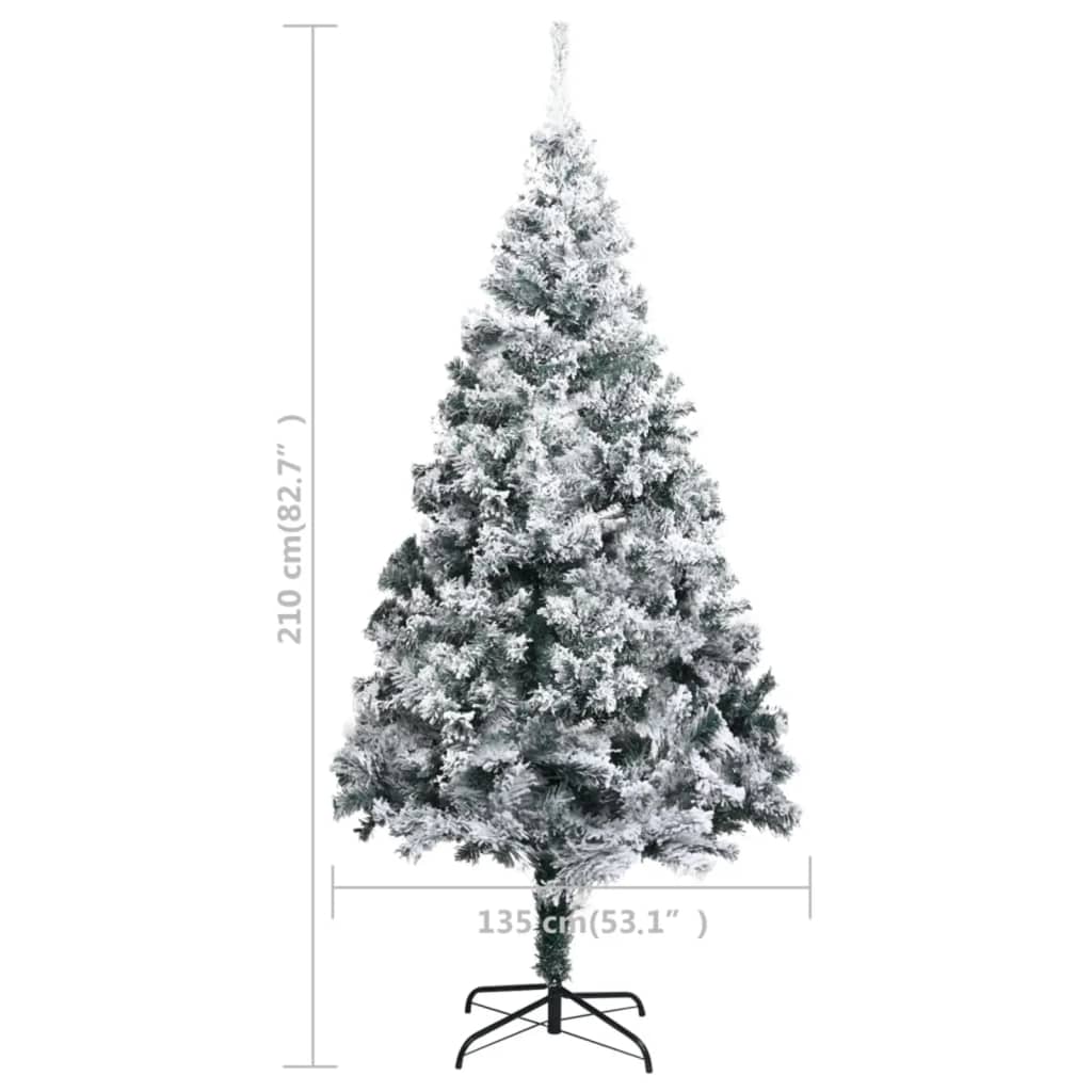 vidaXL Pre-lit Artificial Christmas Tree with Snowflakes 210cm Green