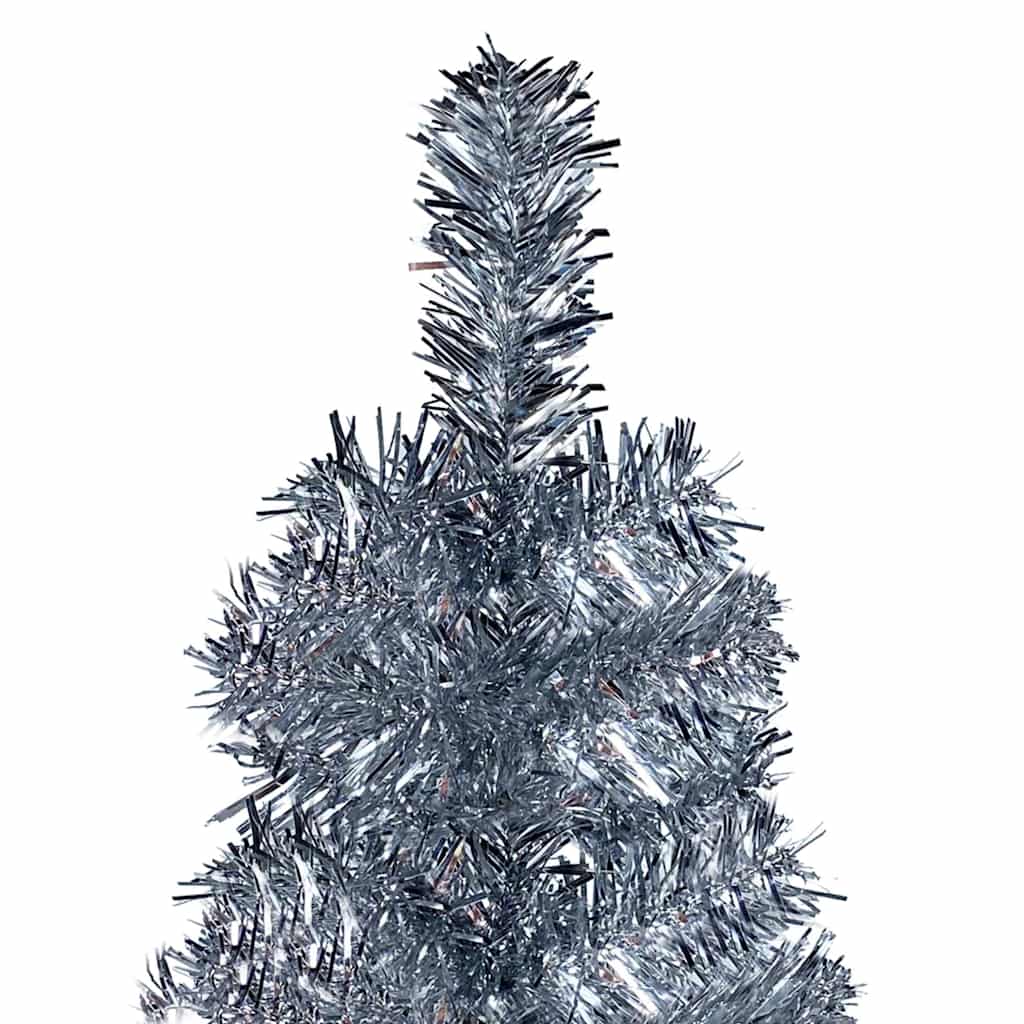 vidaXL Slim Pre-Illuminated Christmas Tree with Balls 150cm Silver