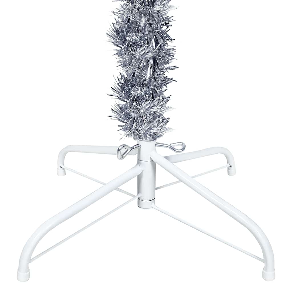 vidaXL Slim Pre-Illuminated Christmas Tree with Balls 150cm Silver