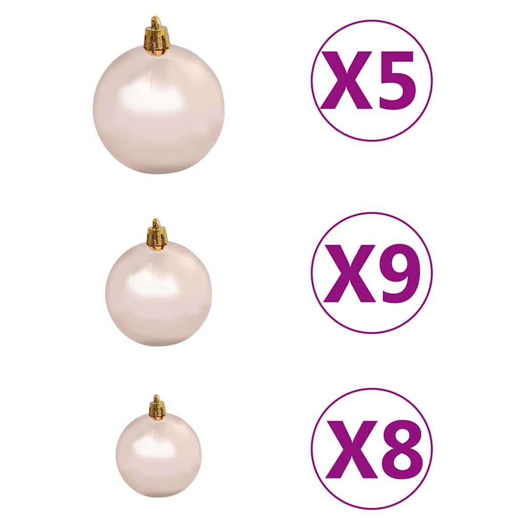 vidaXL Slim Pre-Illuminated Christmas Tree with Balls 150cm Silver