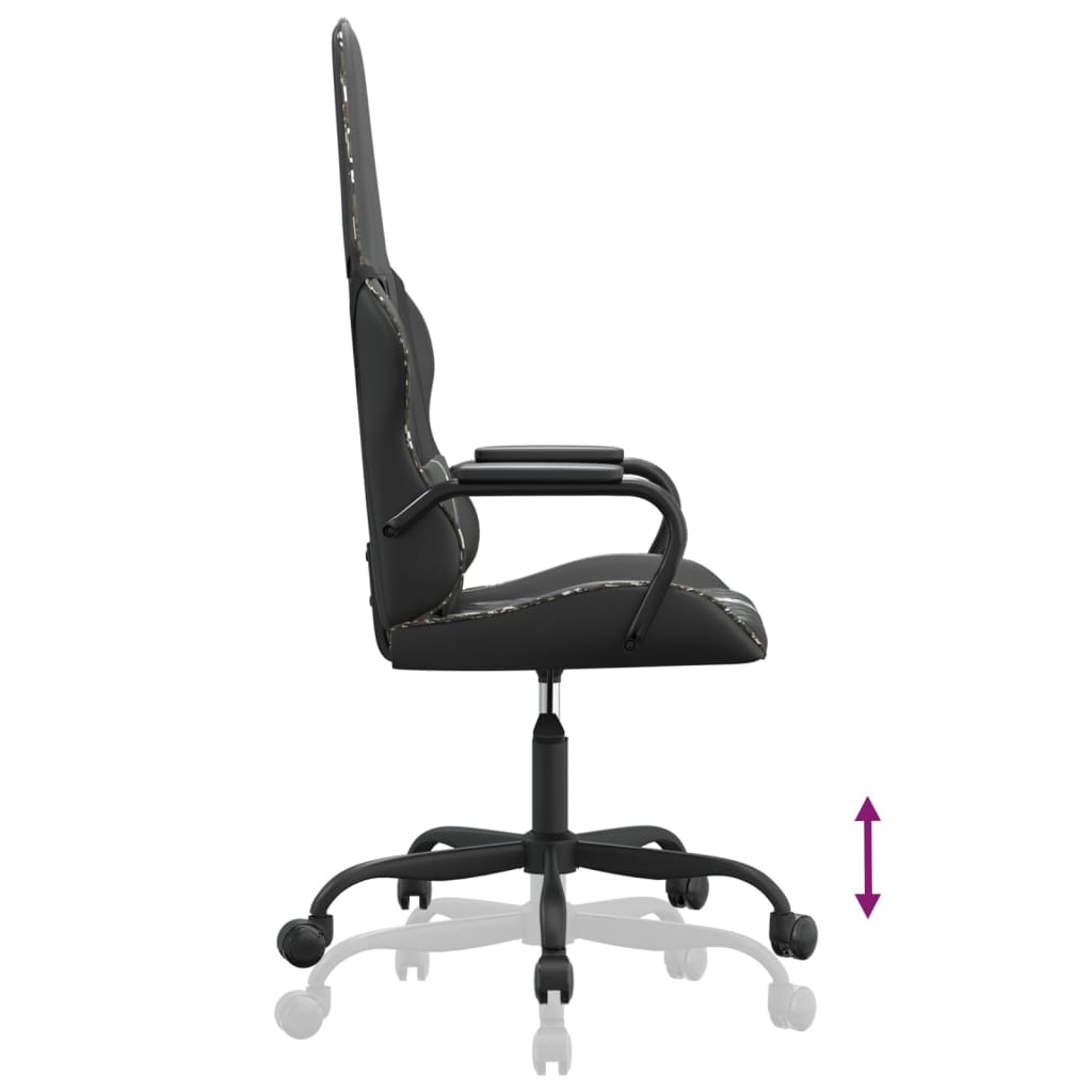vidaXL Gaming Chair in Black and Camouflage Faux Leather
